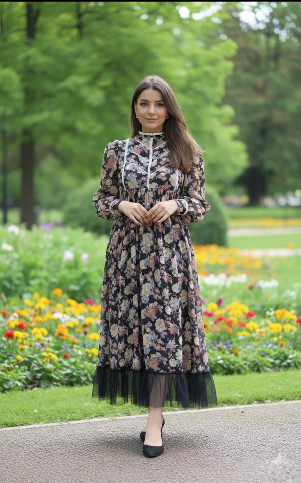 Eva ~ Printed Chiffon Dress