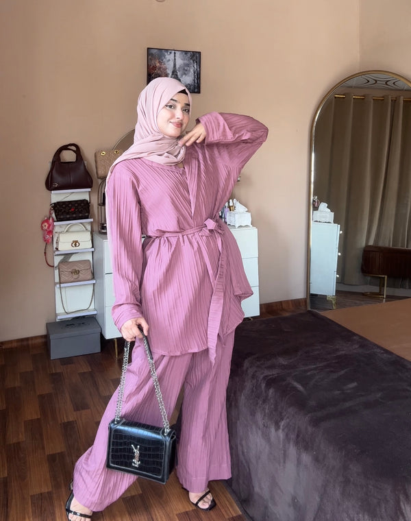 Mauve Pink Over Lapped Co-Ord