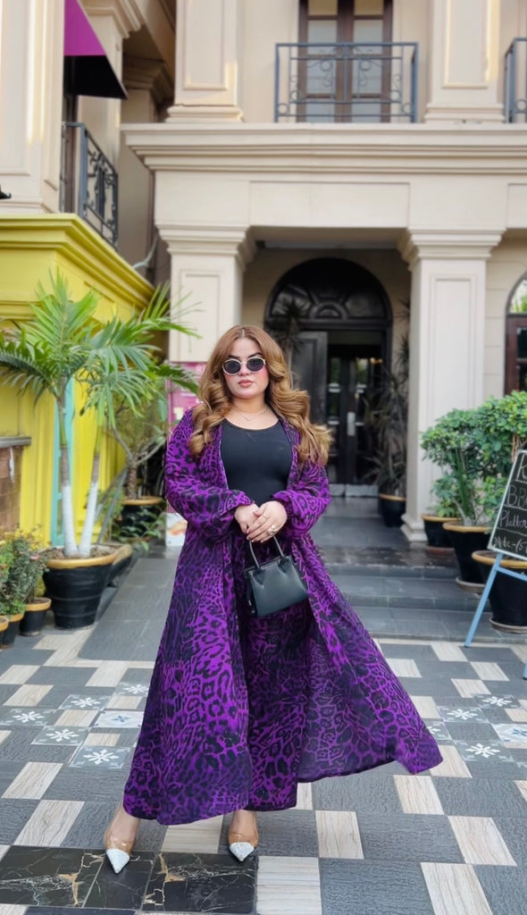 Plum Leopard Shrug Set