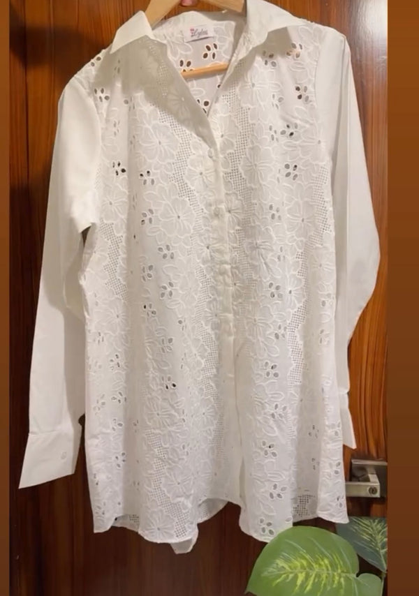 White Chicken Button Down Shirt