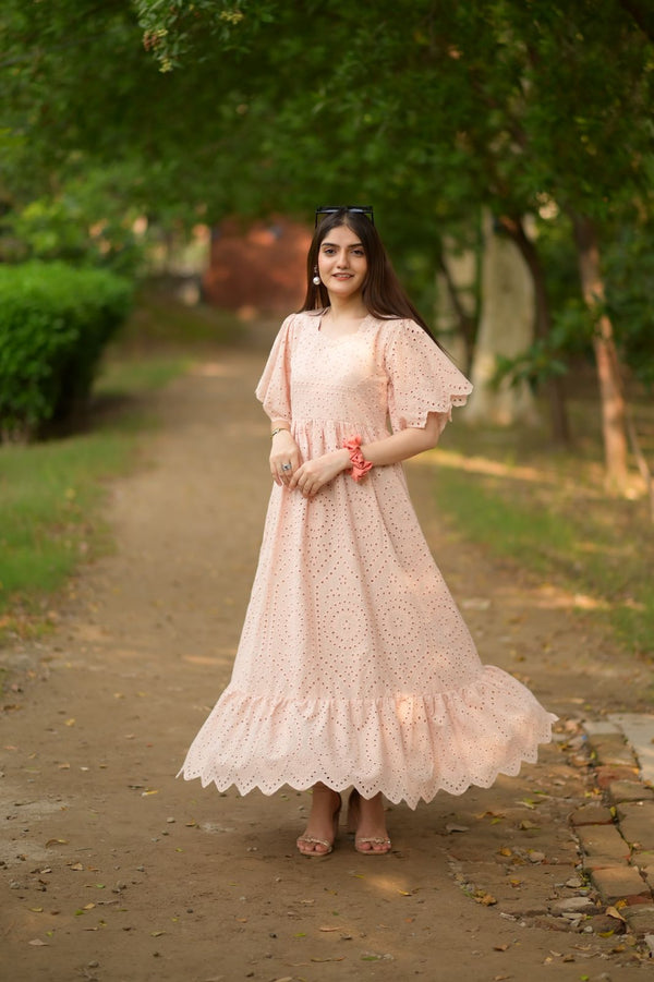 Charming Peach Chicken Dress