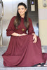 Dark Maroon Pleated Collar Dress