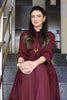 Dark Maroon Pleated Collar Dress