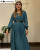 Teal Green Pleated Waist Dress